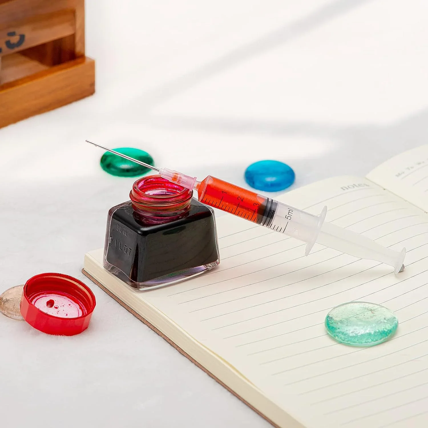 5-ml-Kunststoff-Nachfüllspritze mit stumpfer Edelstahlnadel, präzises Werkzeug zum Dosieren von Flüssigkeiten für Tintenpatronen von Füllfederhaltern und Druckern. – Detail 5