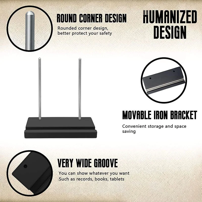 Vinyl Record Holder Solid Wood Tabletop Display Now Playing Vinyl Record Stand for Albums CDS Ipads