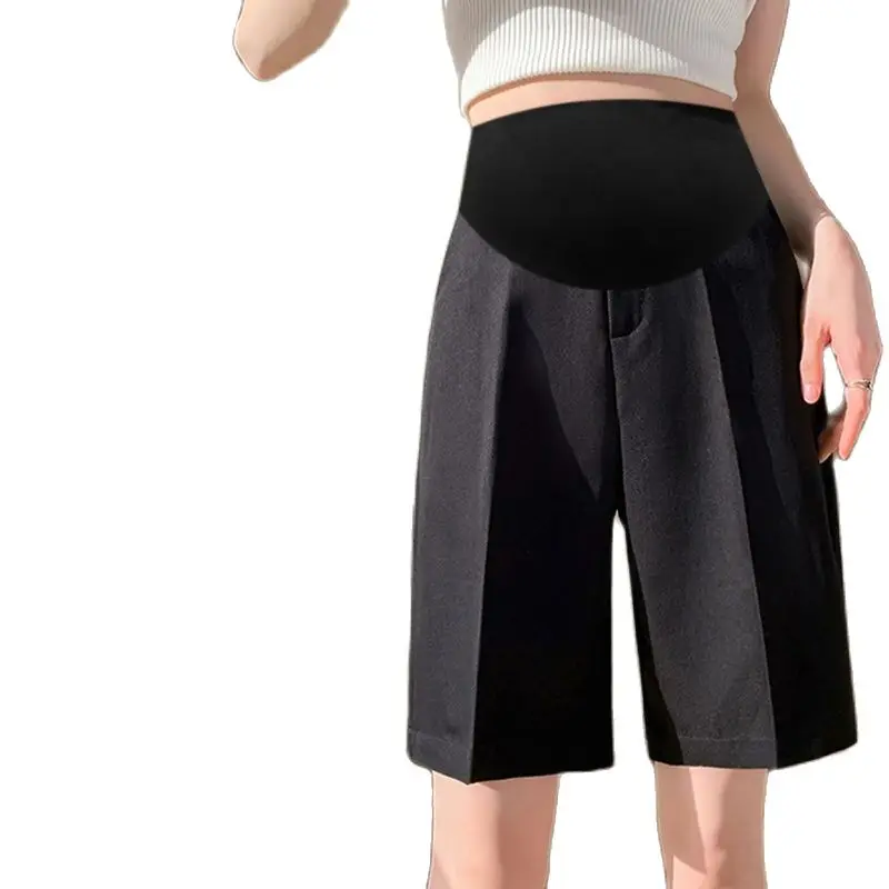 Zomer Zwangere Vrouwen Shorts Ijs Zijde Jurk Broek Knielange Straight Wijdbeens Broek Kantoor Dame Elegante Shorts m-4XL