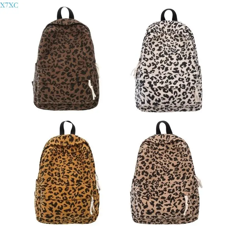X7XC Luipaardprint Rugzak Schooltas Herfst Winter Rugzak Dagrugzakken met grote capaciteit