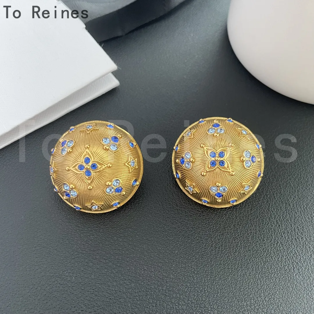 To Reines 2024 Fashion Designer Brand Vintage Gold Round Ear Clip Earrings Women Top Quality Luxury Jewelry Lovely Fine Gift