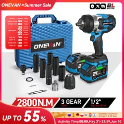 ONEVAN 2800N.M Brushless Electric Impact Wrench 1/2 inch Cordless Screwdriver Wrench Power Tools For Makita 18V Battery Pin