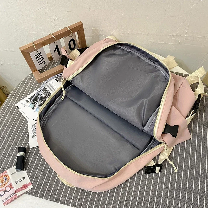 2024 Large Capacity Girl's Backpack Lightweight Travel Viral Canvas Backpack Student School Bag Student Book Bag Zipper Backpack