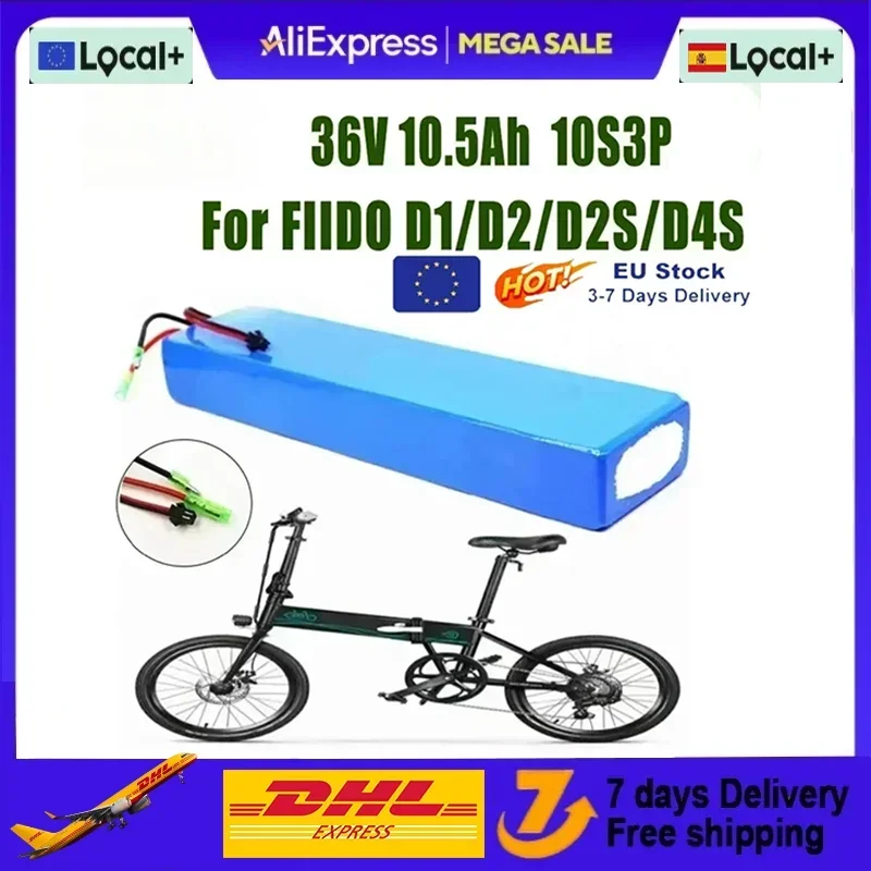 36 V 10,5 Ah/7,8 Ah 18650 Li-Ionen-Akku für FIIDO D1/D2/D2S/D4S faltbares Moped-Stadtfahrrad-Ersatzteil