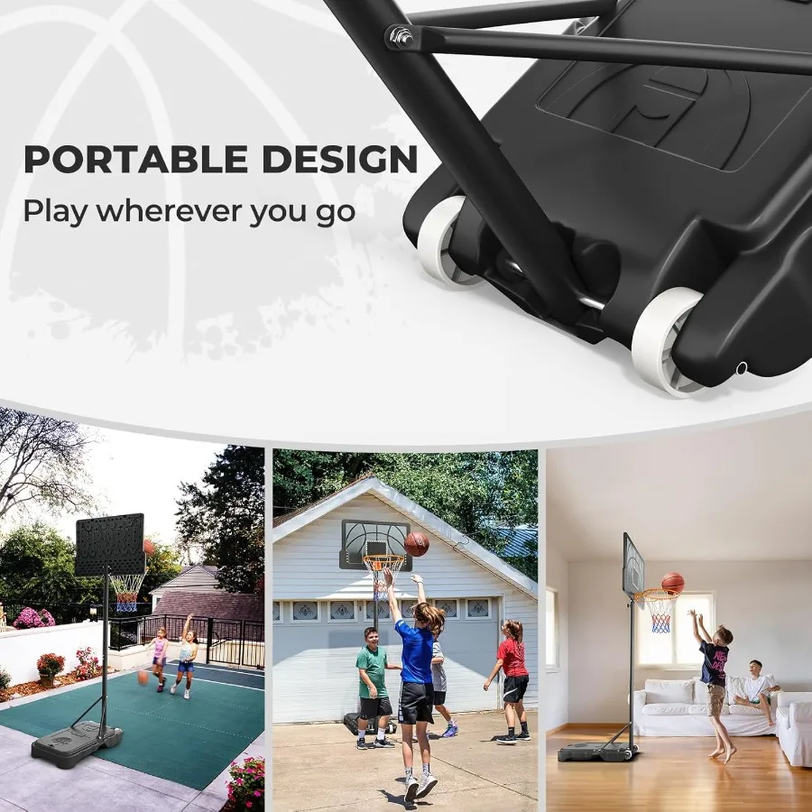 Basketball Hoop 3.67 FT Height Easy Adjustable Portable Basketball Hoop for Outdoor Indoor Use Perfect for Teens Youth with 30