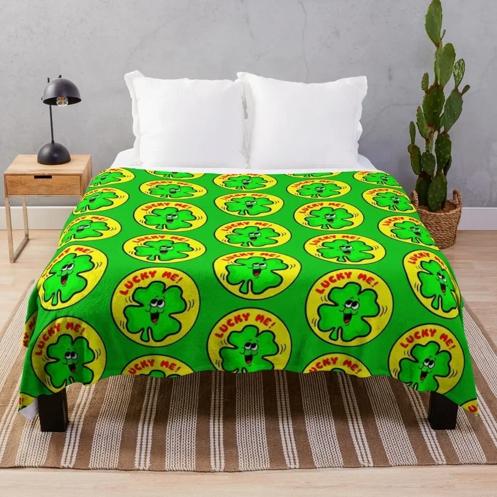 LUCKY Four leaf clover Cartoon Throw Blanket Bed Fashionable Furrys Bed linens Hairys Blankets