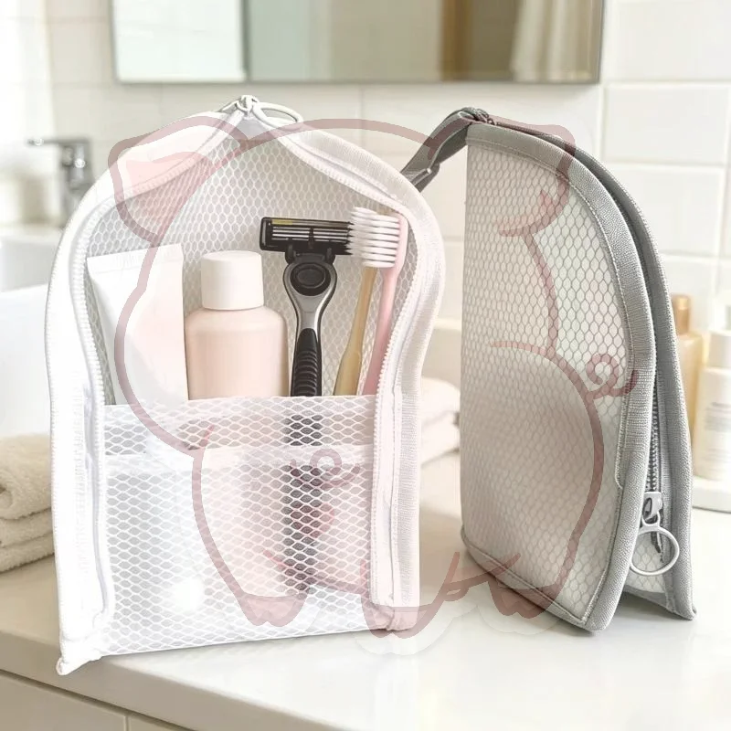 Standing Mesh Toiletry Bag Easy Clean EVA Foldable Portable Cosmetic Organizer 1/2/4Pcs for Outdoor Camping Hiking