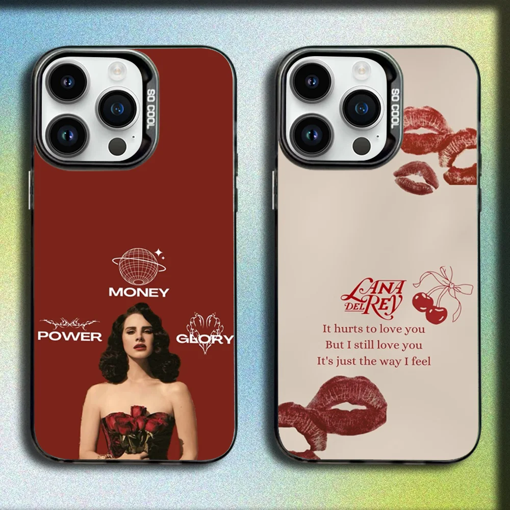 

Singer L-Lana Del Rey Phone Case For iPhone 16,15,14,13,12,11,Mini,Pro,SE,MAX Gray Matte Silicone Black Cover
