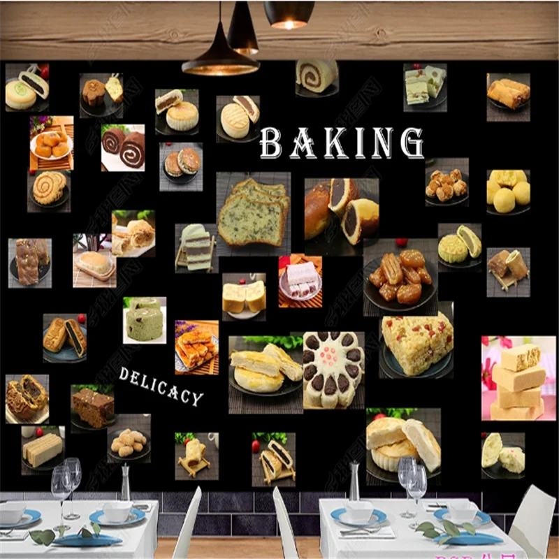 

Blackboard Gourmet Bakery Bakery Wallpapers Industrial Decoration Cake Shop Background Wall Paper Mural Papel De Parede 3d