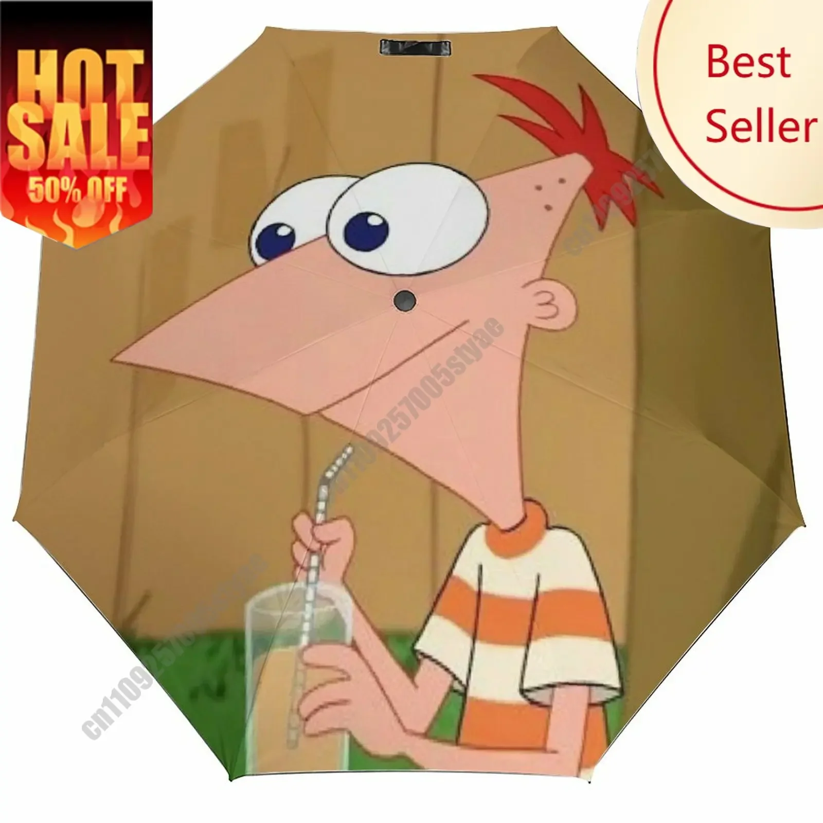 

Phineas Flynn Umbrella Disney Cartoon 3 Fold Auto Suitable Both Sunny Rainy Days Decoration Gifts Decor Custom Umbrella