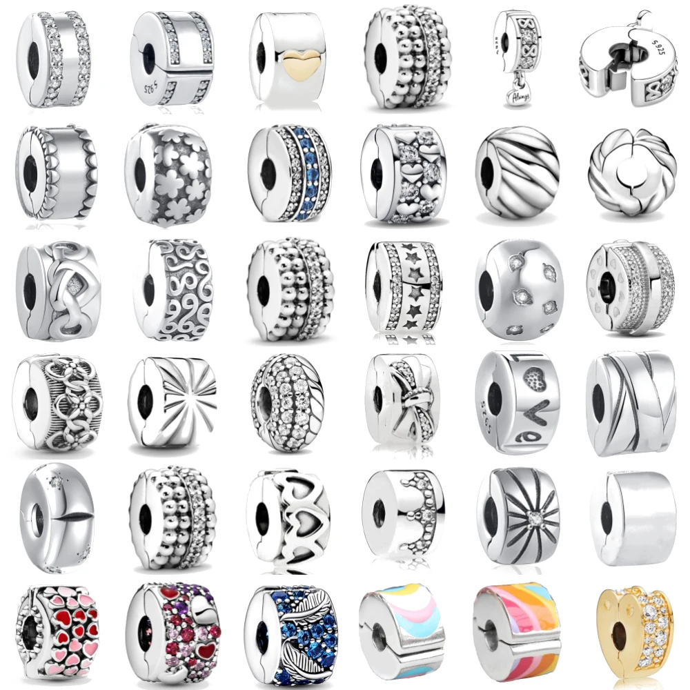 

New 925 Silver Angel Wings Heart Love is Forever Charm Clip Beads Fit Original Bracelet DIY Fashion Woman Jewelry Accessories