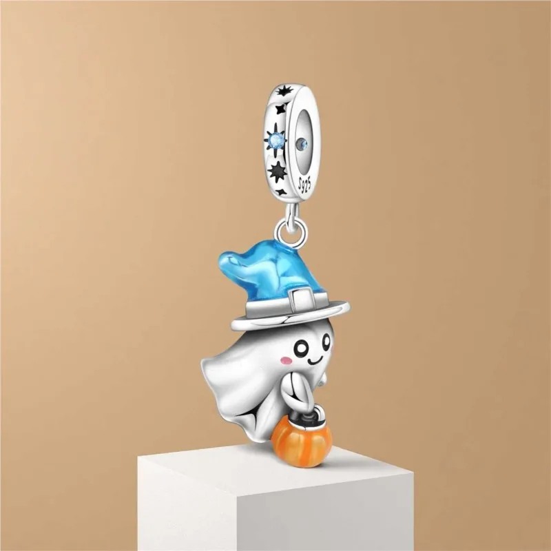 MISEFF 925 فضة جميع القديسين يوم اليقطين شبح الخرز قلادة جالبة للحظ الأصلي خرز سوار لتقوم بها بنفسك مجوهرات النساء هدايا #2