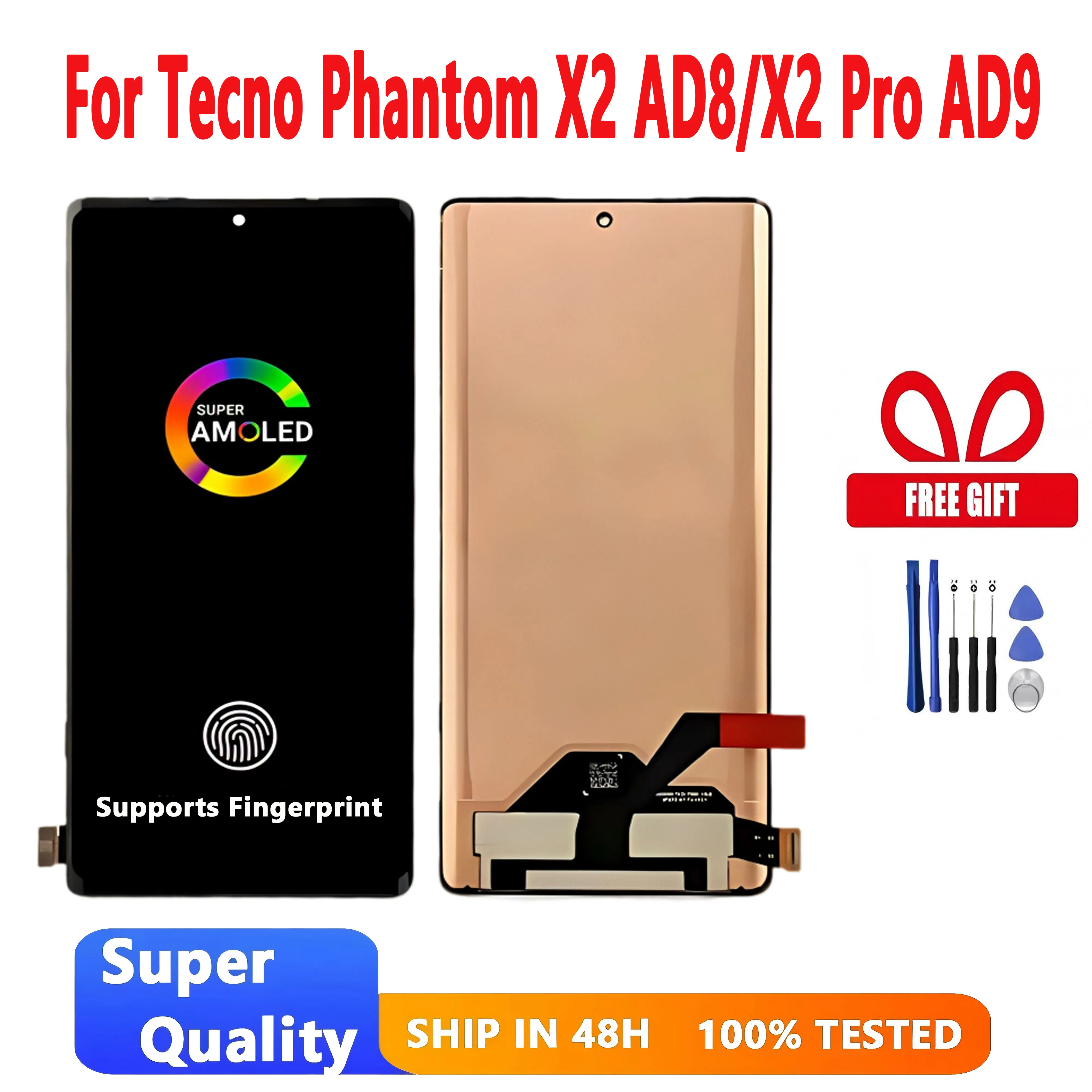 Pantalla LCD AMOLED de 6,8 pulgadas para Tecno Phantom X2, ensamblaje de pantalla táctil AD8, digitalizador para Tecno Phantom X2 Pro AD9, repuesto