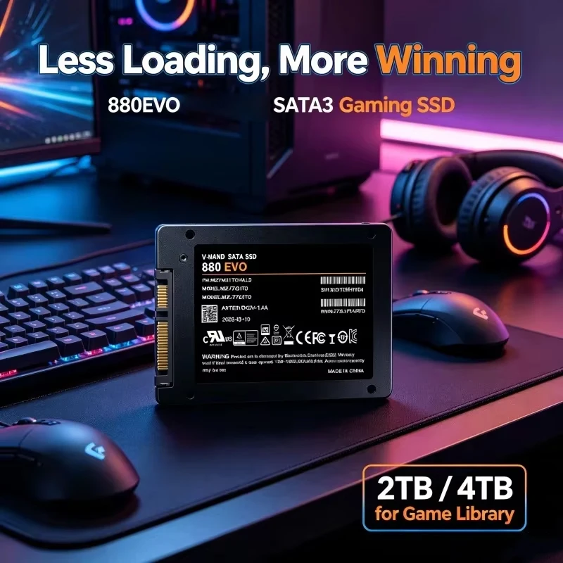 Original 880 EVO 2.5 Inch SATA3 SSD Internal Solid State Drive 500GB 1TB 2TB 4TB Hard Disk Solid State Drive for Laptop Desktop