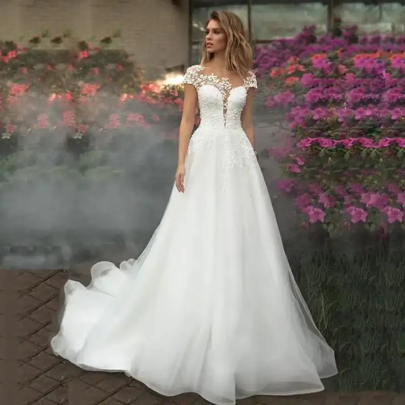 

Customized New Style European Princess Wedding Dress A- Line White Tailor-Made Open-Back Lace Gown For Special Occasions