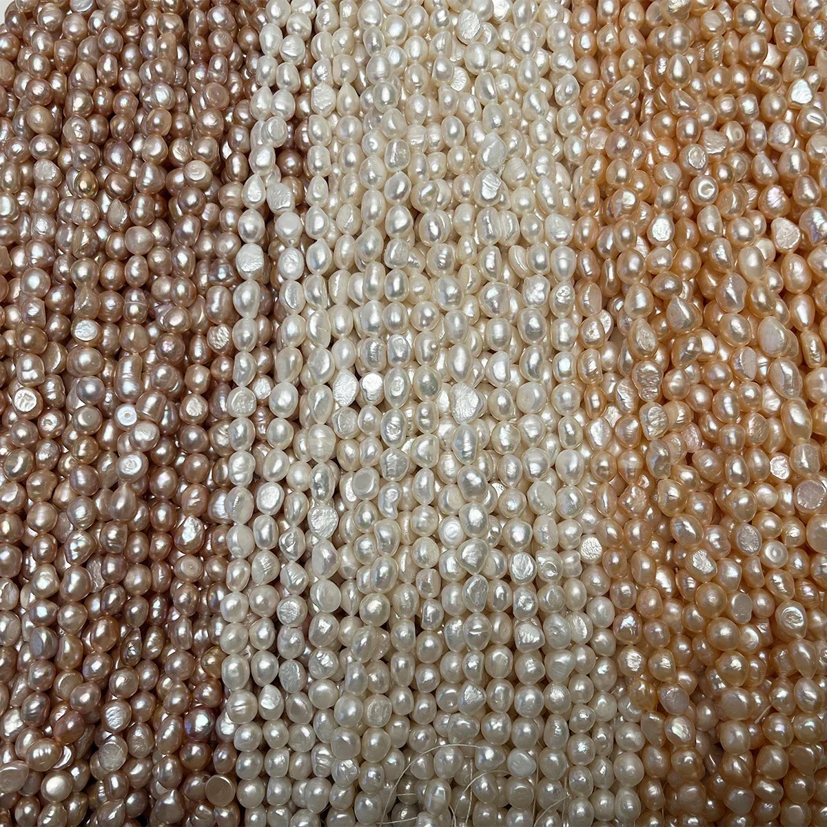 

Natural 9-10mm Freshwater Irregular Polished Pink-White Orange Bead Pearl Jewelry Make DIY Necklace Bracelet Accessories Women