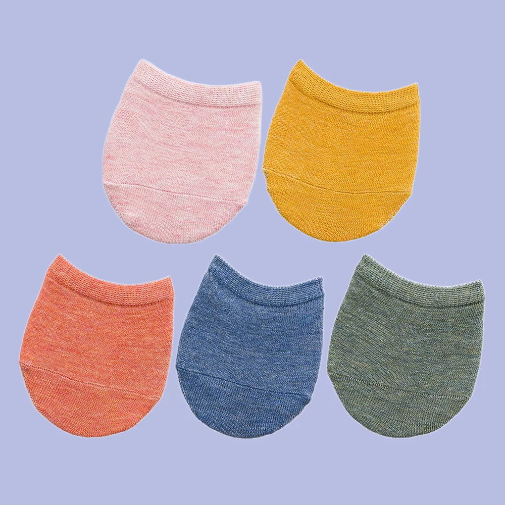 Chaussettes respirantes invisibles pour femmes, demi-pied, chaussettes de pied, couverture, document bonbon, femme, été, 2024, 5 paires