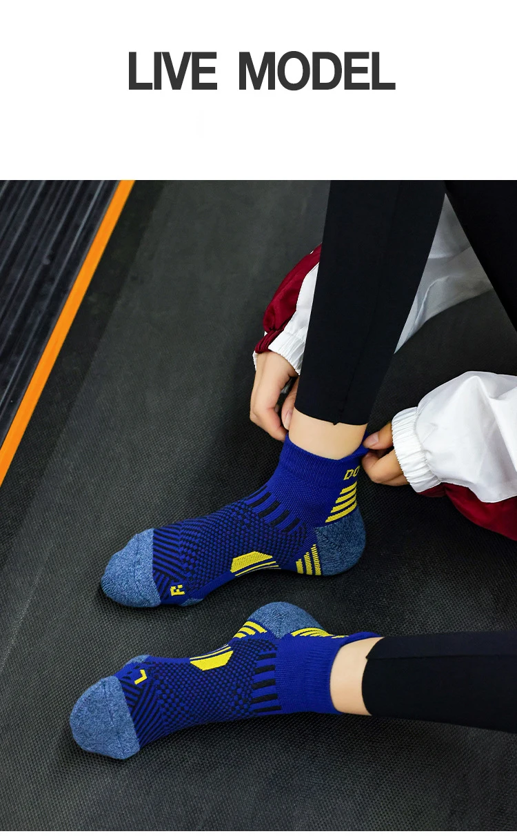 3 Paar Marathon-Socken für Herren und Damen, professionelle Sport-Knöchel-Laufsocken, verdickter, gepolsterter Schlauch, niedrig geschnitten, Fitness, kurze Socken aus Mesh – Detail 10