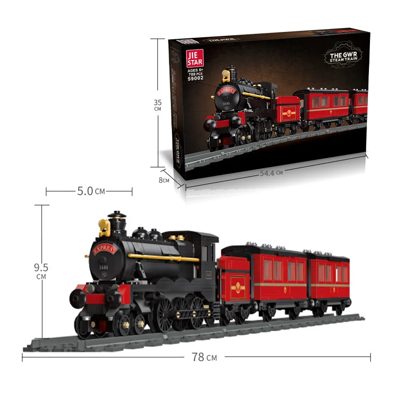 JIESTAR 59002 De GWR Stoomtrein Modelspoor Transport Serie Kleine Deeltje Montage Speelgoed Bouwstenen Cadeau Voor Jongens