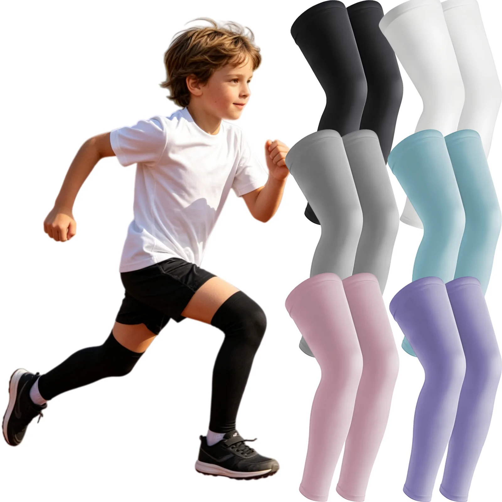 1 Pair of Children's Leg Sleeves, Long Compression Leg Sleeves, Essential for Outdoor Sports, Suitable for Boys, Girls