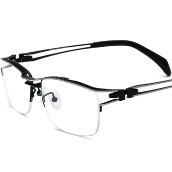 Pure titanium eyeglasses frames square half rim frames male female personality can be equipped with myopia coating glasses frame