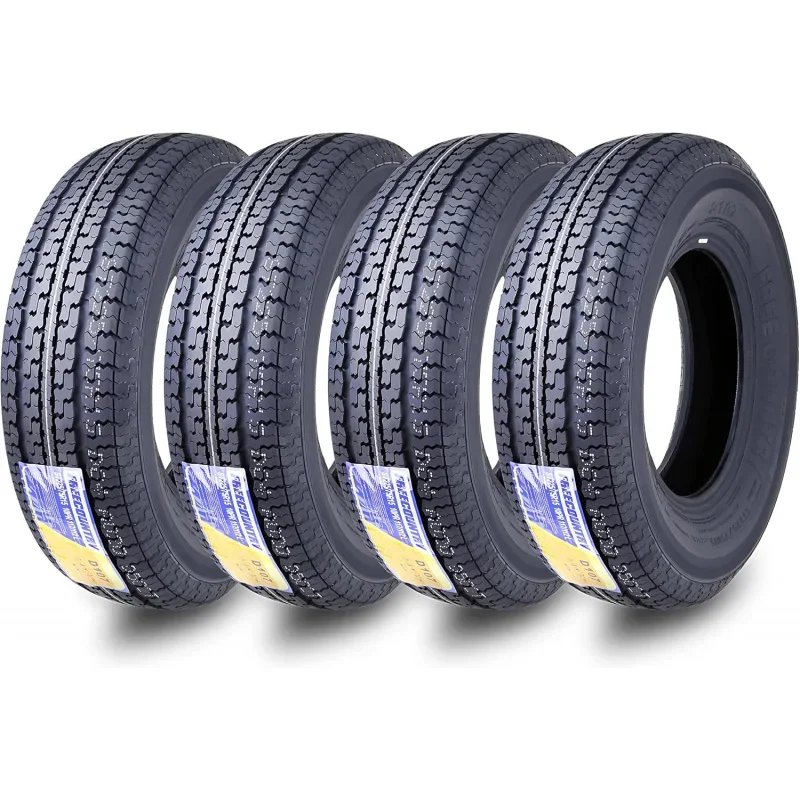 

Grand Ride Set 4 FREE COUNTRY Trailer Tires ST225/75R15 10 Ply Load Range E Steel Belted Radial w/Featured Scuff Guard 8mm Tread