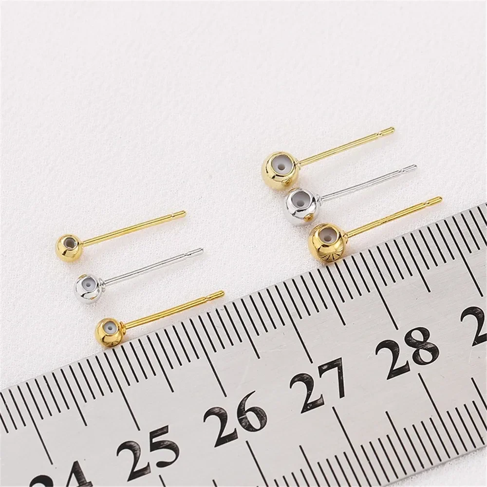 

S925 Silver Needle 14K Gold-Color Glue Stuffed Bean Earrings Ear Needles Handmade Diy Earrings Ear Jewelry Material Accessories