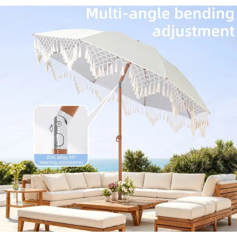 Seaside Resort Beach Umbrella Courtyard Umbrella Tassel Pool Sun Protection Terrace Parasol No Base