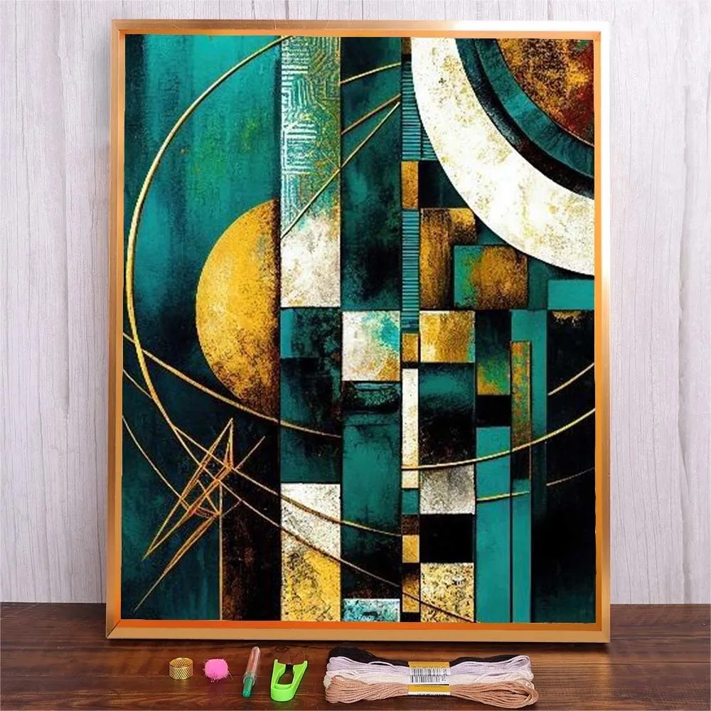 

Abstract Picture Printed Canvas Embroidery Set Scenery For Beginners Landscape Pattern Cotton Threads Needles Cross Stitch Gift