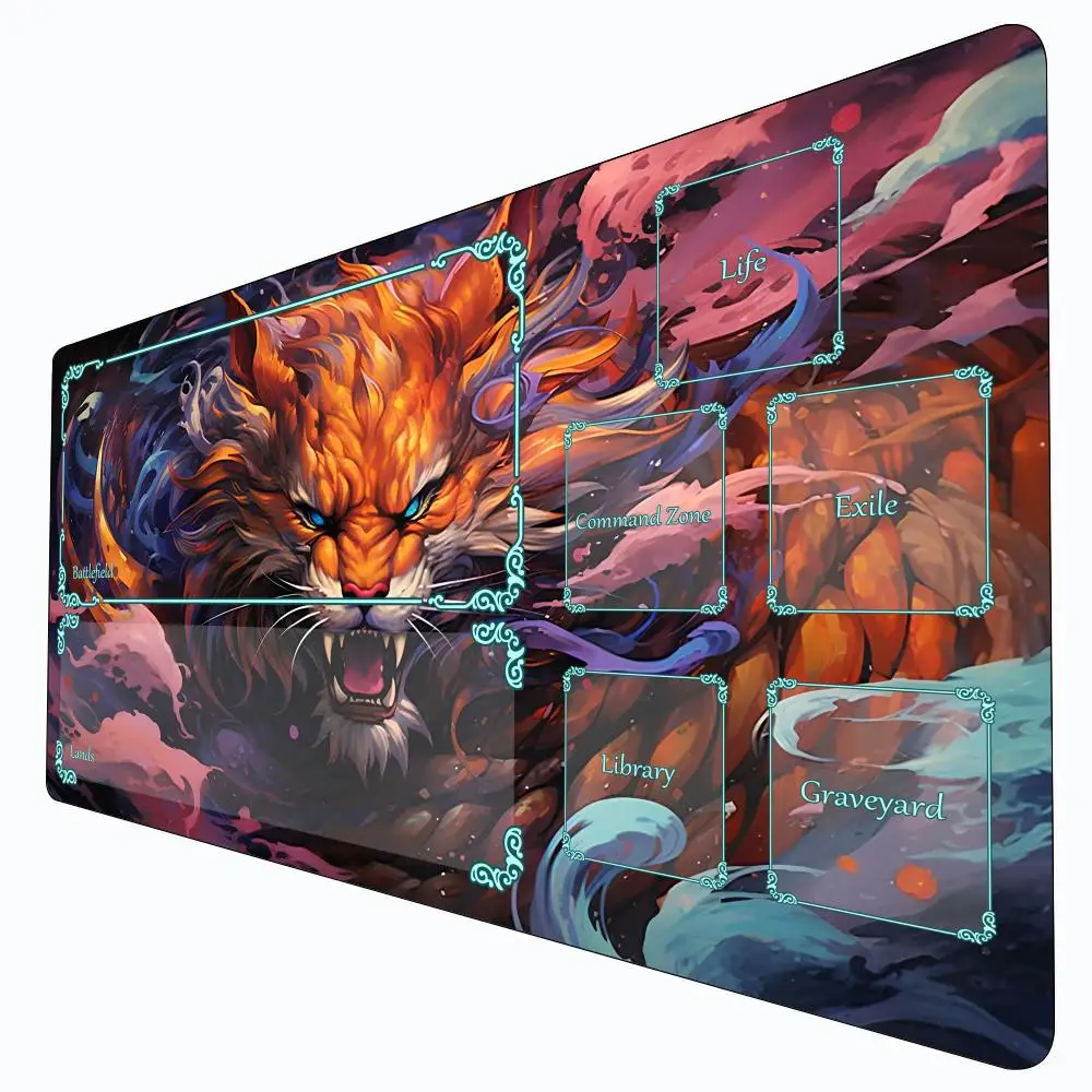 

Игровые коврики Tiger Animal Magic Card с зональным игровым ковриком Коврик для мыши Настольные коврики Commander Playmat подходят для сбора игр mtg