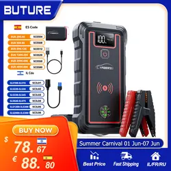 YABER Car Battery Charger 2500A Jump Starter 23800mAh Power Bank With 10W Wireless Charger Portable Auto Booster Starting Device