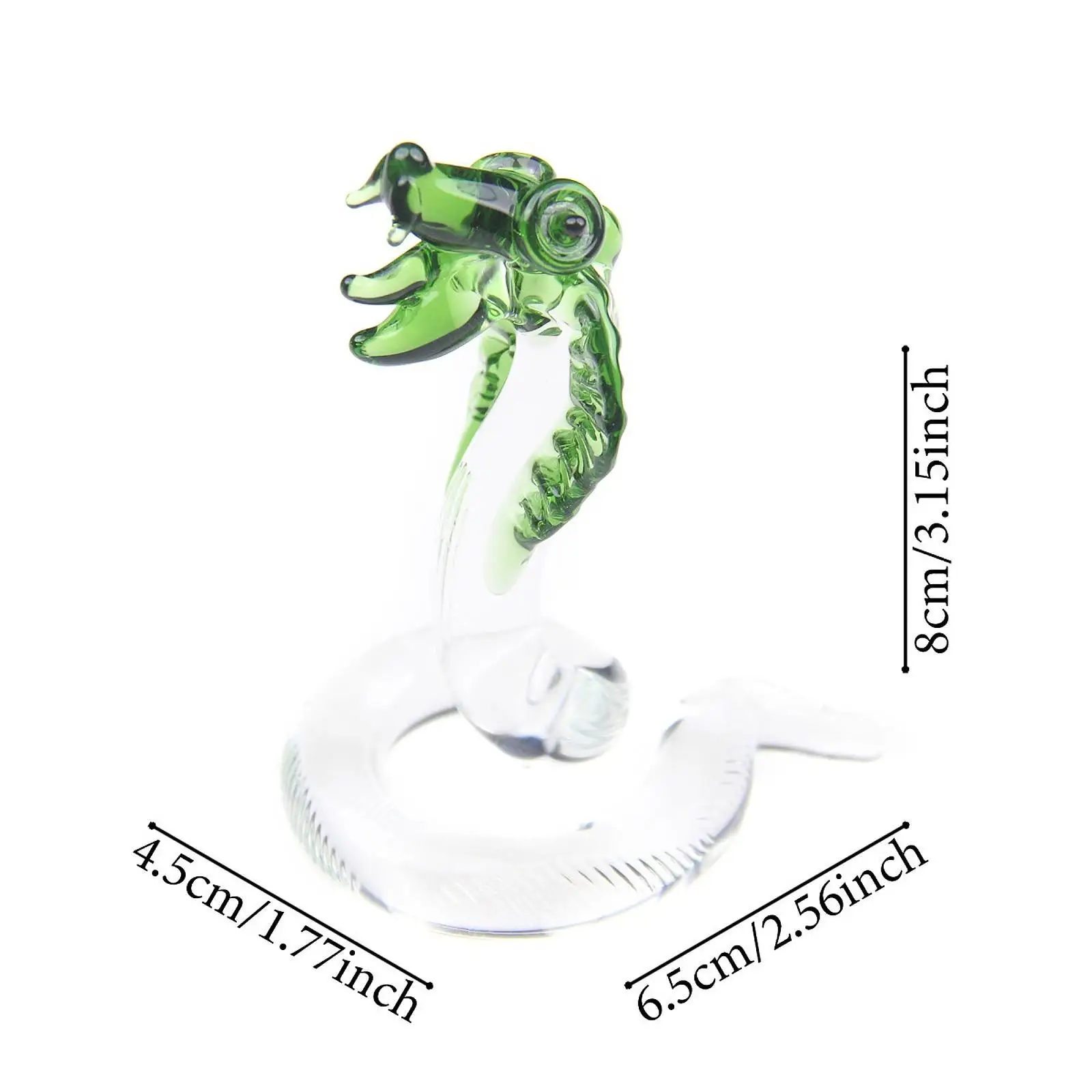Glass Small Cobra Snake Statue Ornament Cute 2.5x1.7x3inch Decorative Tea Pet Figurine for Home Office Decor Artistic Sturdy