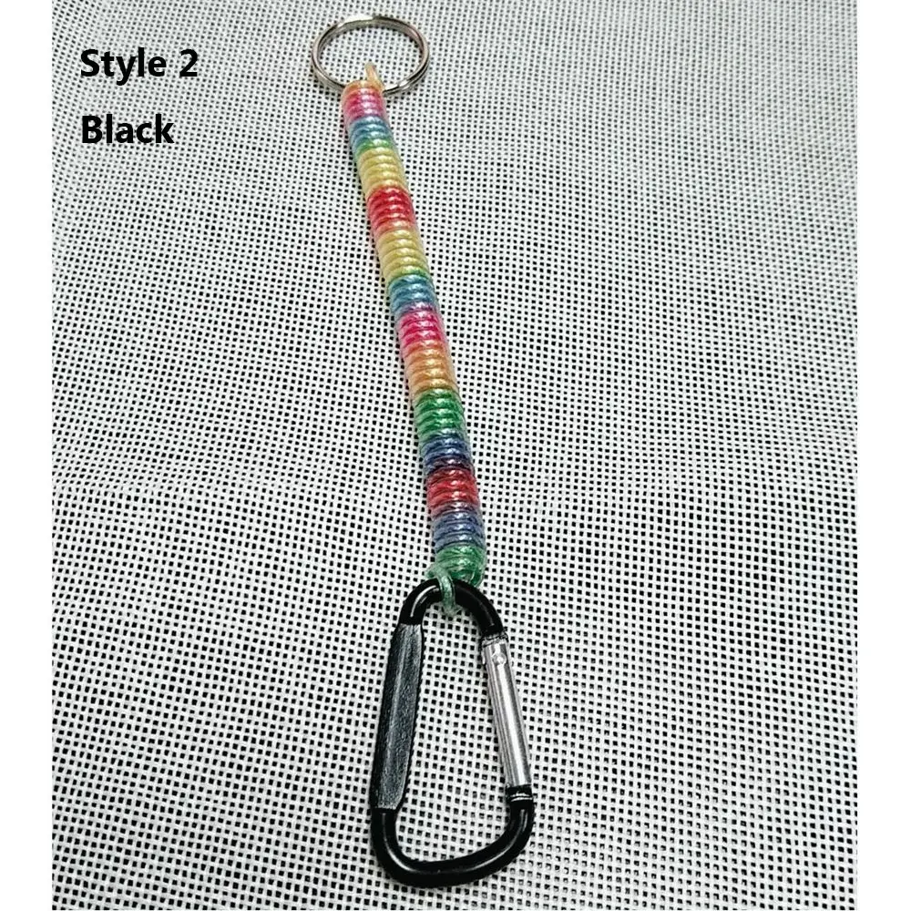 

Camping Plastic Retractable Tether Anti-lost Phone Keychain Portable Fishing Lanyards Spring Elastic Rope Camping Carabiner