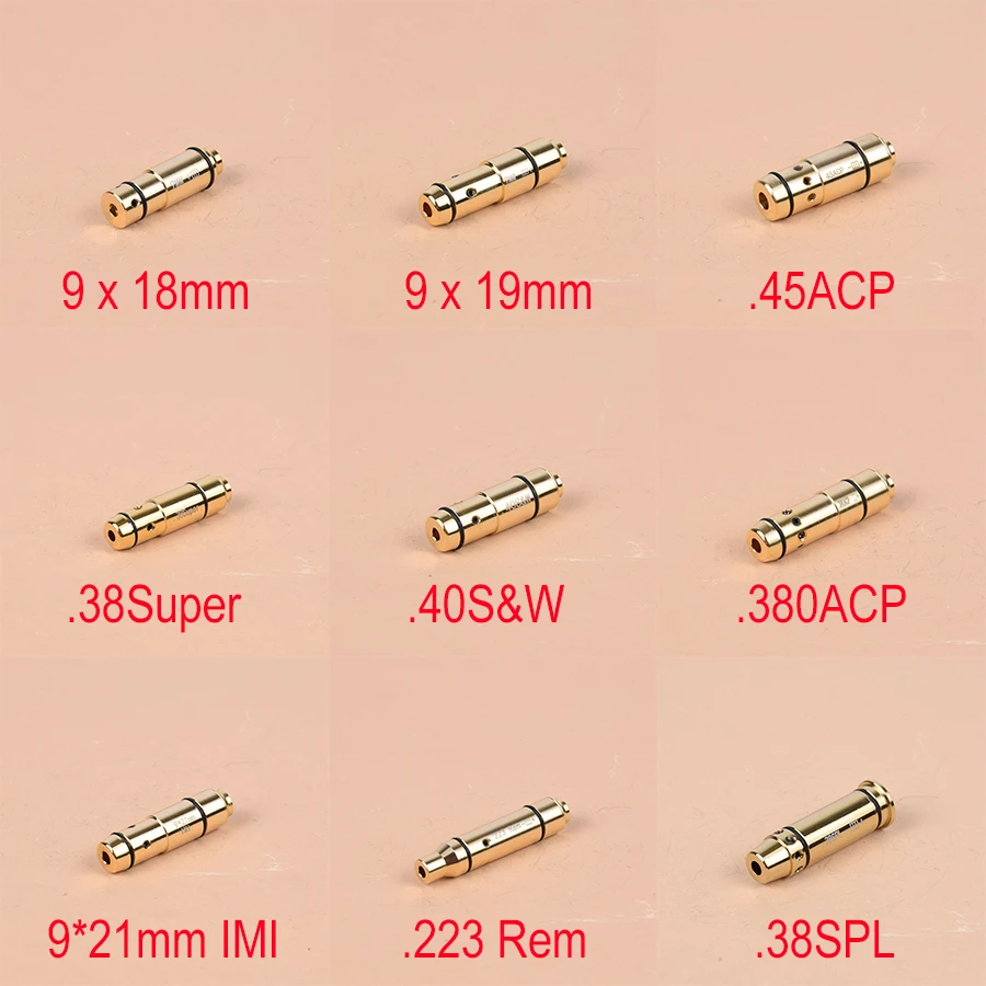 Cartucho de entrenamiento láser de punto rojo, 9mm .380ACP .40S & W .45ACP .223, bala de fuego seco, mira de perforación de entrenamiento láser