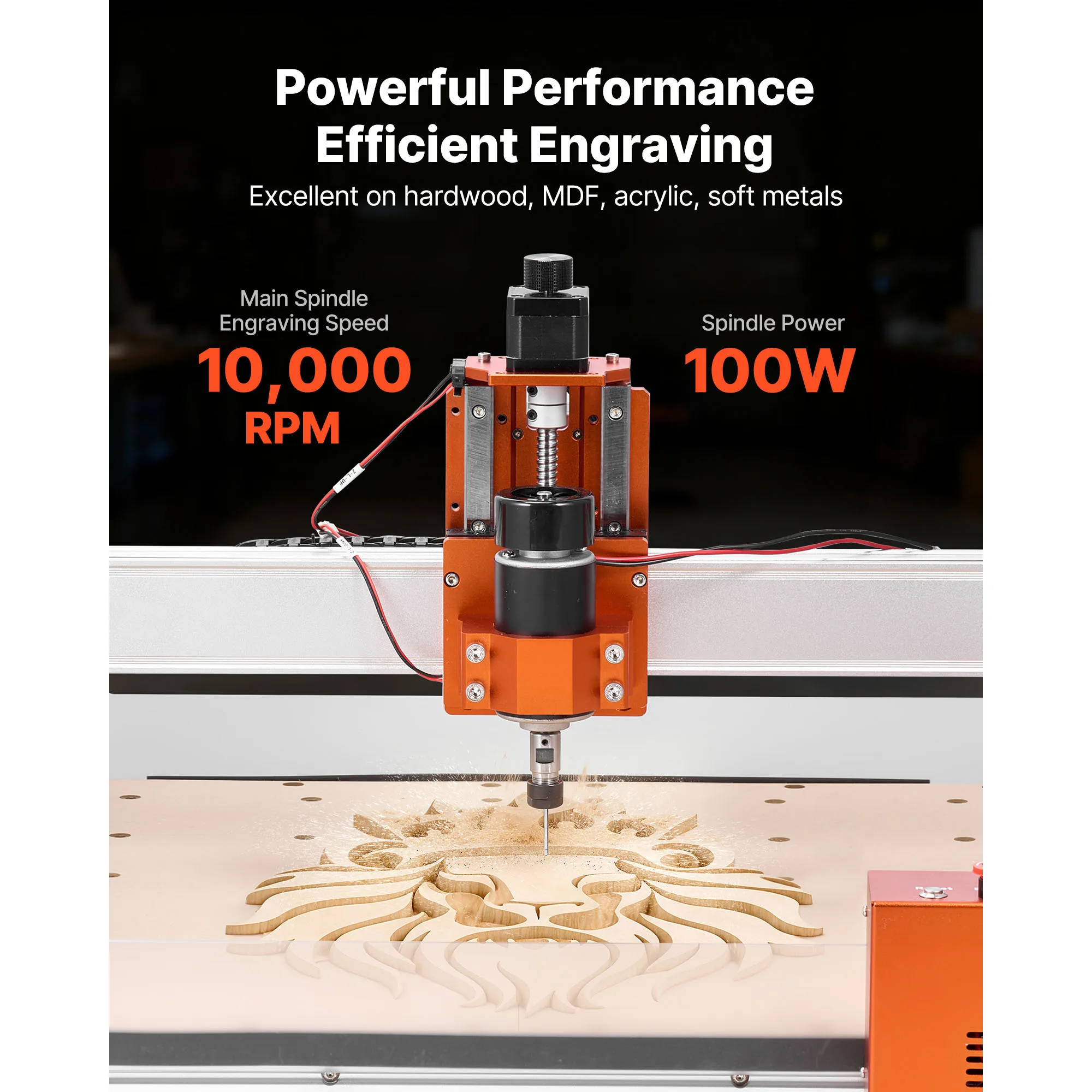 CNC Router Machine, 100W Spindle, 3-Axis Wood Engraving Milling Machine, Featuring 15.75 x 15.75 x 3.74 in Working Area, Linear Rail, Aluminum Alloy Structure