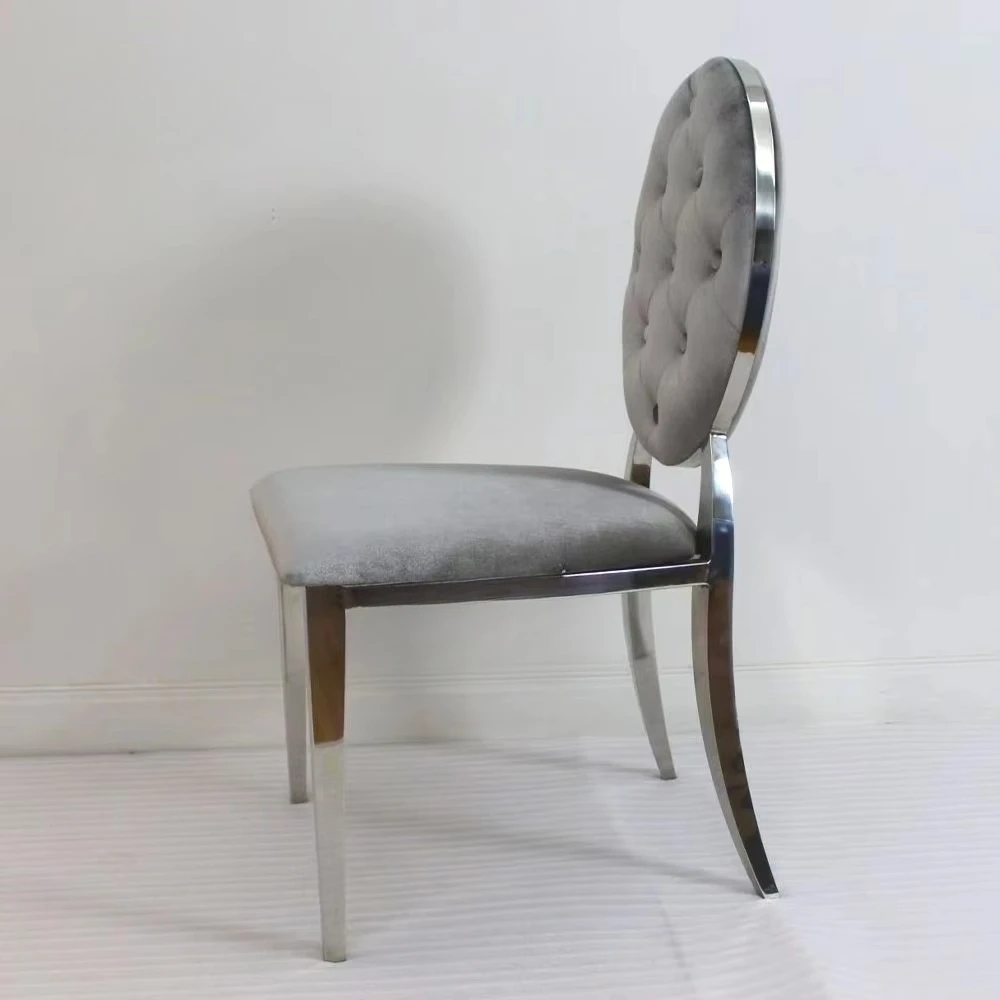 Modern  Luxury  Party  Chair  Stainless Steel Silver Frame Wedding Chairs for Events