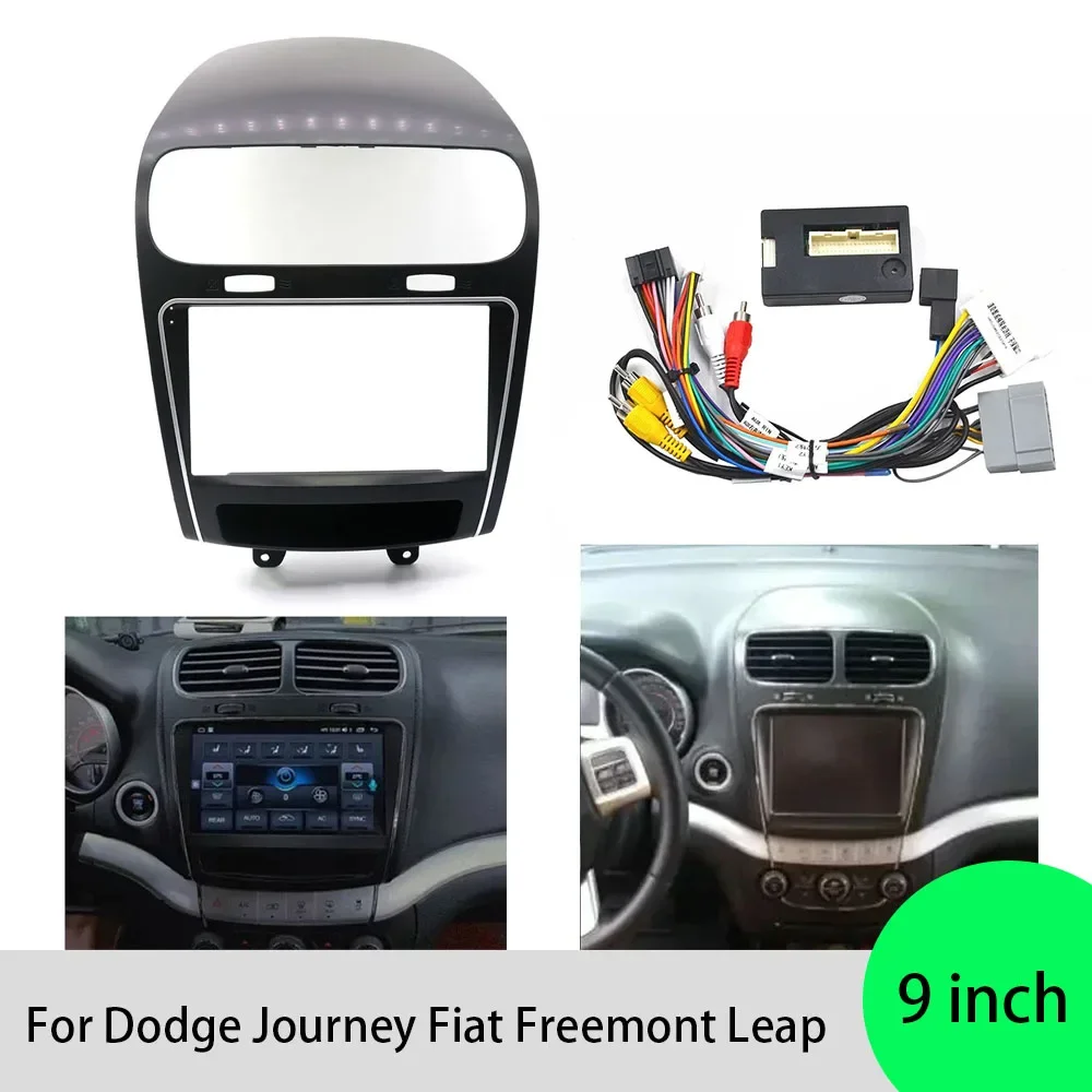 For Dodge Journey Fiat Freemont Leap 9inch Car Fascia Radio Panel DVD Panel Dash Kit Install Adapter Console Frame Bezel trim