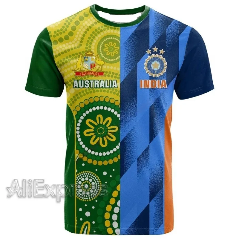 Australian Cricket Ashes Go Australian Art Custom 3D Printed T-shirt Top Men's Quick Drying Breathable Adult Men's Short Sleeves