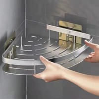 2025 New Shampoo Rack  Bathroom Shelf  Alloy Makeup Storage Organizer Shower  Accessories No Drill Wall Corner Shelf