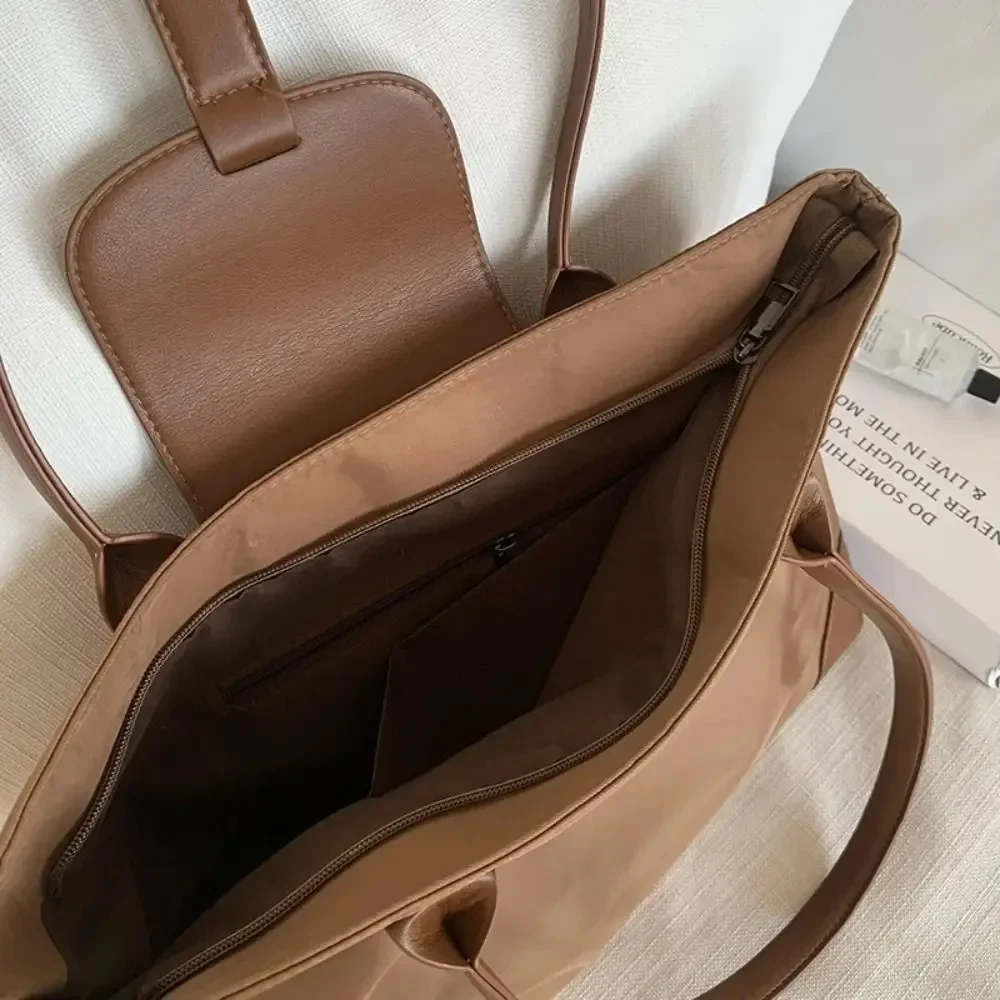 Student Casual Nylon Tote Bag Korean Style Lightweight Shoulder Bag with Zipper Large Capacity Office Worker Handbag - view 6