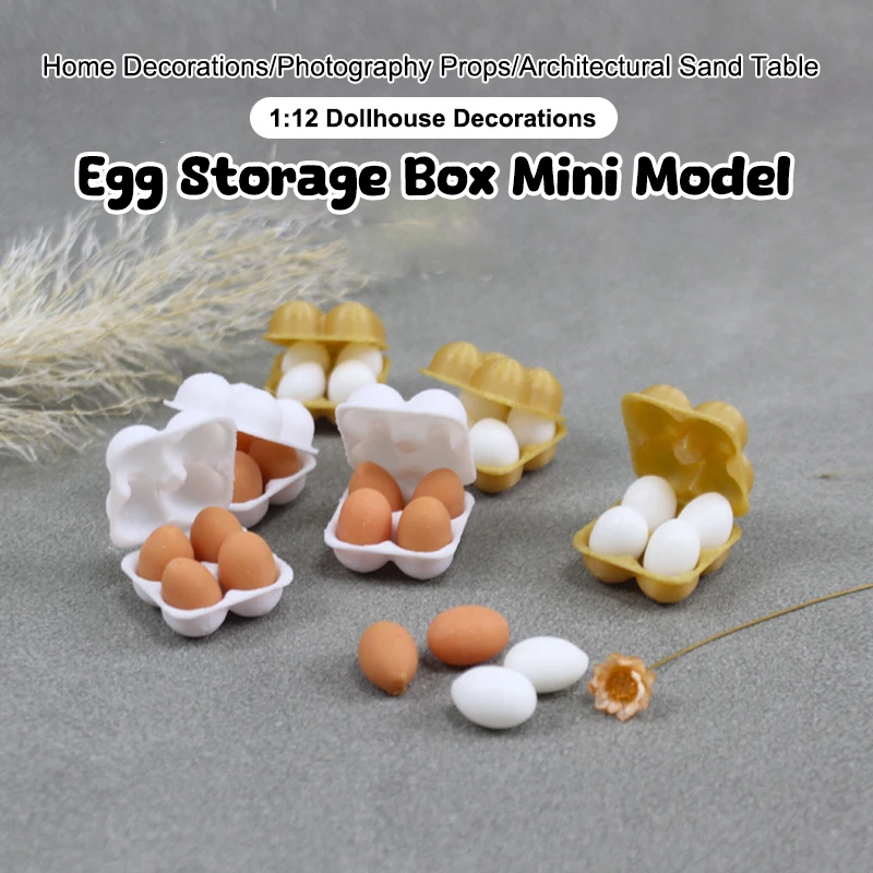 1set Dollhouse Kitchen Food Decoration Toy Life Scene Accessories New Miniature Egg Tray Egg Box 1:12 Dollhouse Simulation Eggs view 2