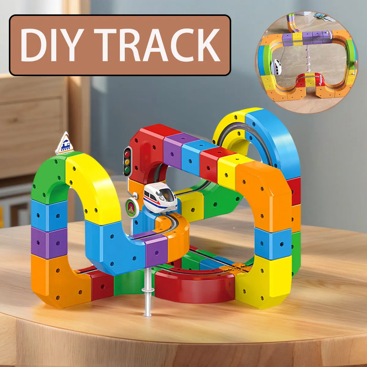 Magiczny zestaw klocków do samodzielnego montażu z koleją szybką, pojazdami do zabawy, prezent edukacyjny STEM dla dzieci