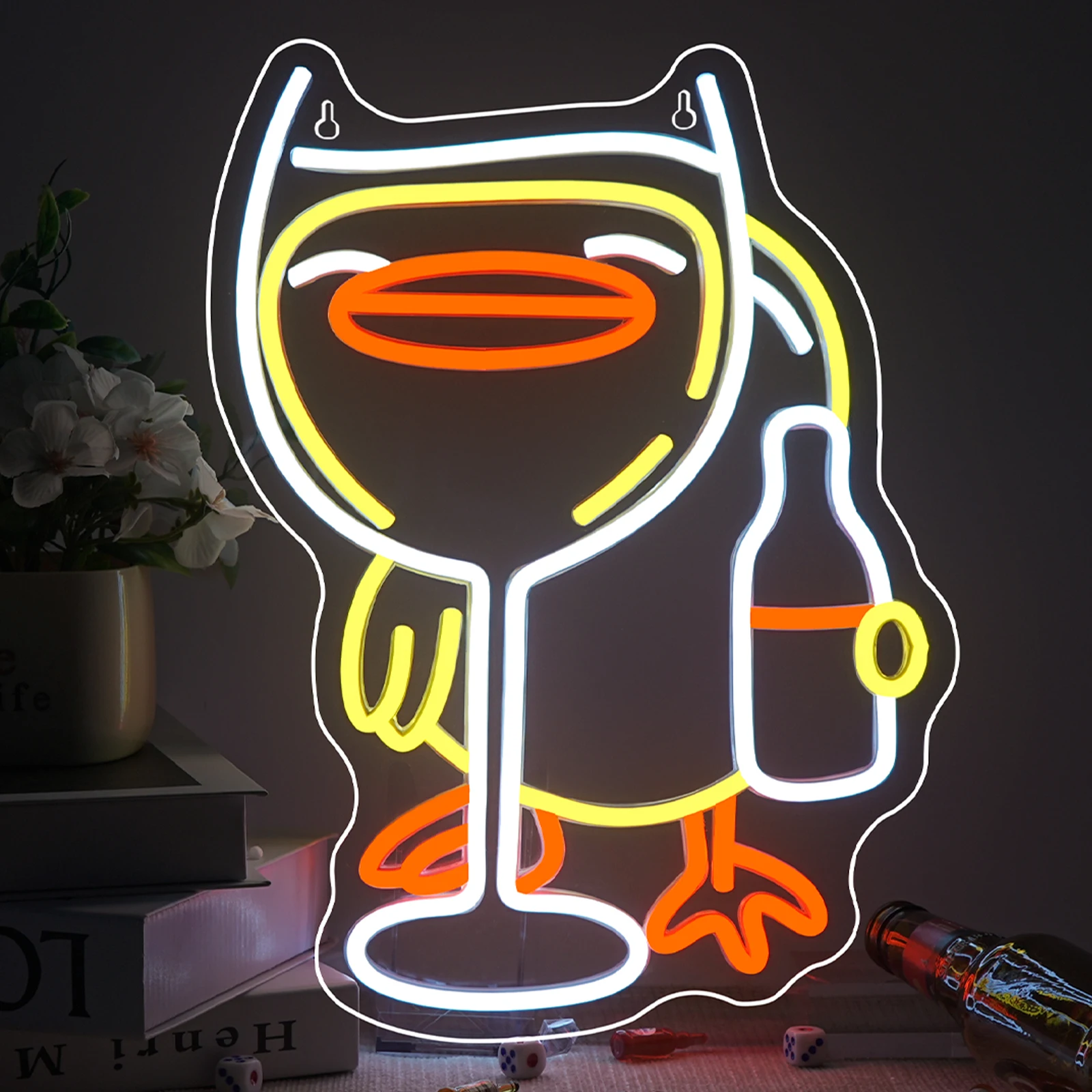 

Duck Hold Beer Bottle Neon Sign For Wall Decor 5/12V USB Power With Dimmable Switch Cute Animal Sign For Bar Shop Party Decor