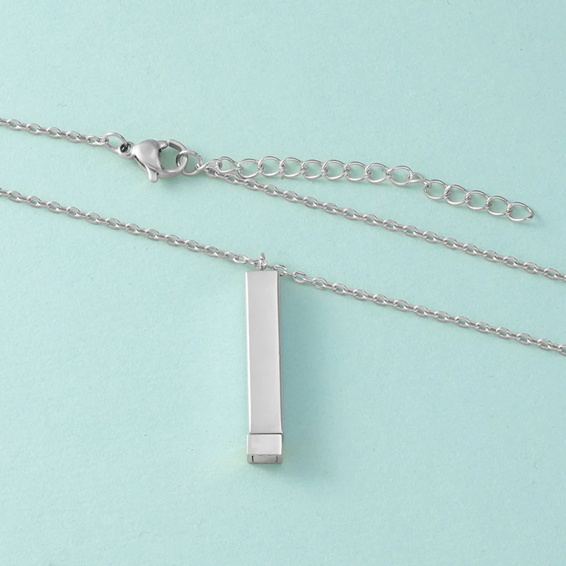Fnixtar 10 Stück versteckte Anhänger-Charms, hochglanzpoliert, Edelstahl, quadratisch, Würfelstange für DIY-Halskette, Schmuck, Freunde, Liebhaber – Detail 10