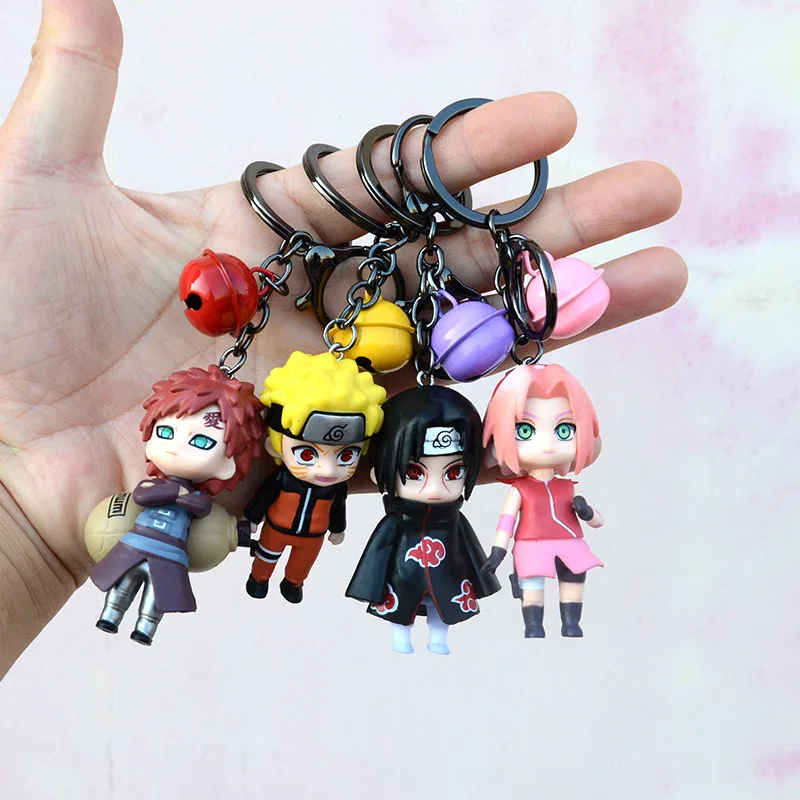 Uzumaki Naruto Anime Figures Doll Model Car Keychains Hatake Kakashi Kawaii Anime Figure Keyring Backpack Pendant Kids Toys Gift