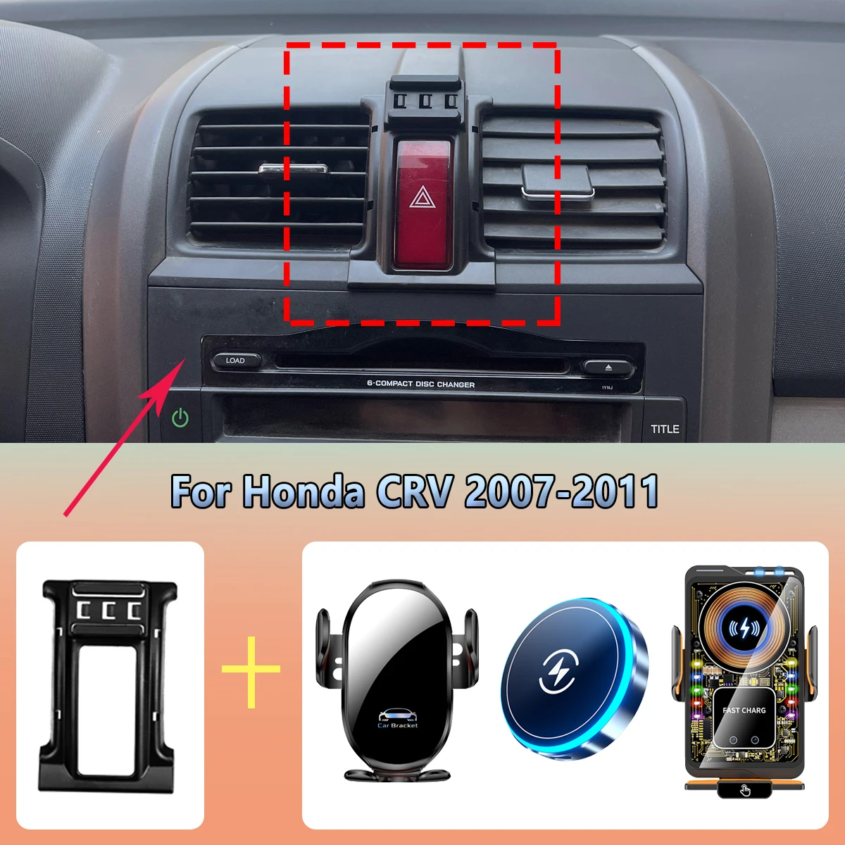 Car Phone Holder vent For Honda CRV CR-V 2007 2008 2009-2011 Magnetic 15W Wireless Charging Car phone charger cradle Accessories