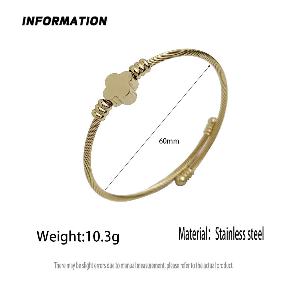 Original steel wire twist four-leaf clover stainless steel women's bracelet, waterproof and rust-free, couple bracelet