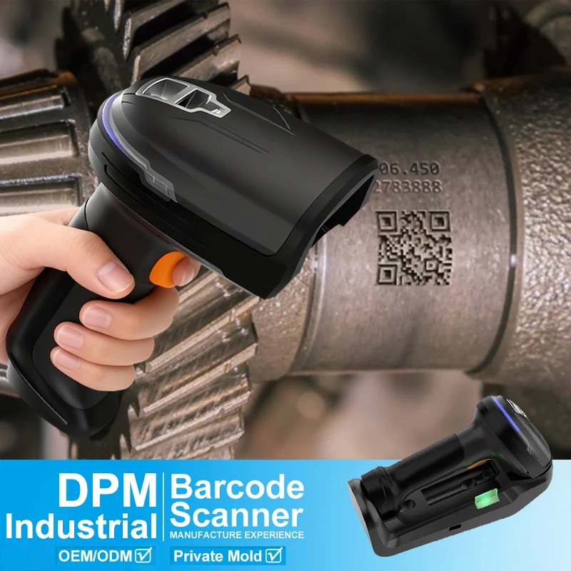 Rugged Industrial Wireless Barcode Reader Qr Code Barcode Scanner with Charing Bases