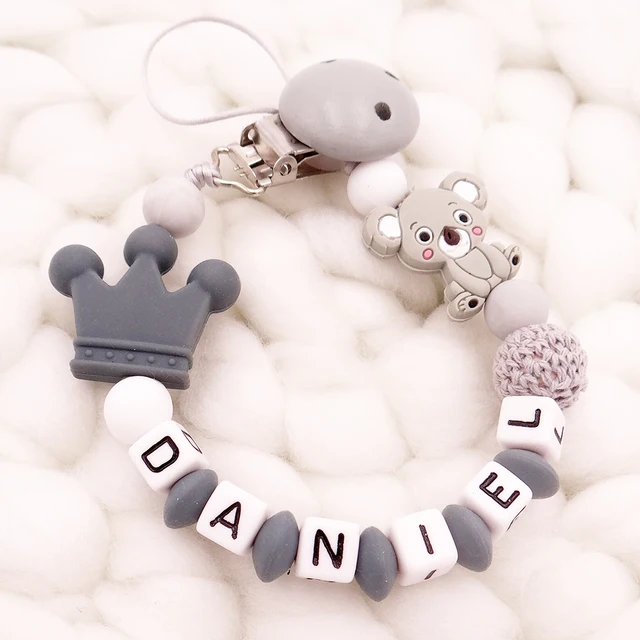 Nowe ręcznie robione bezpłatne spersonalizowane imię klips do smoczka śliczne łańcuszki do smoczka uchwyt Chupetero Personalizado Silicona Baby Shower prezent
