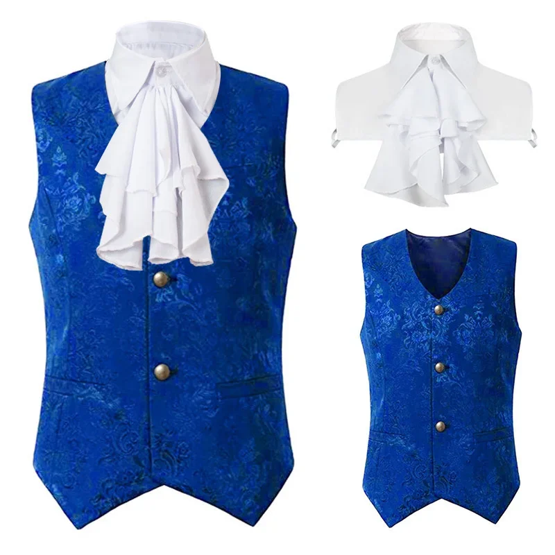 2024 Vest Men Renaissance Steampunk Coat Gothic Jacquard Waistcoat Single Breasted Business Formal Dress Vest for Suit